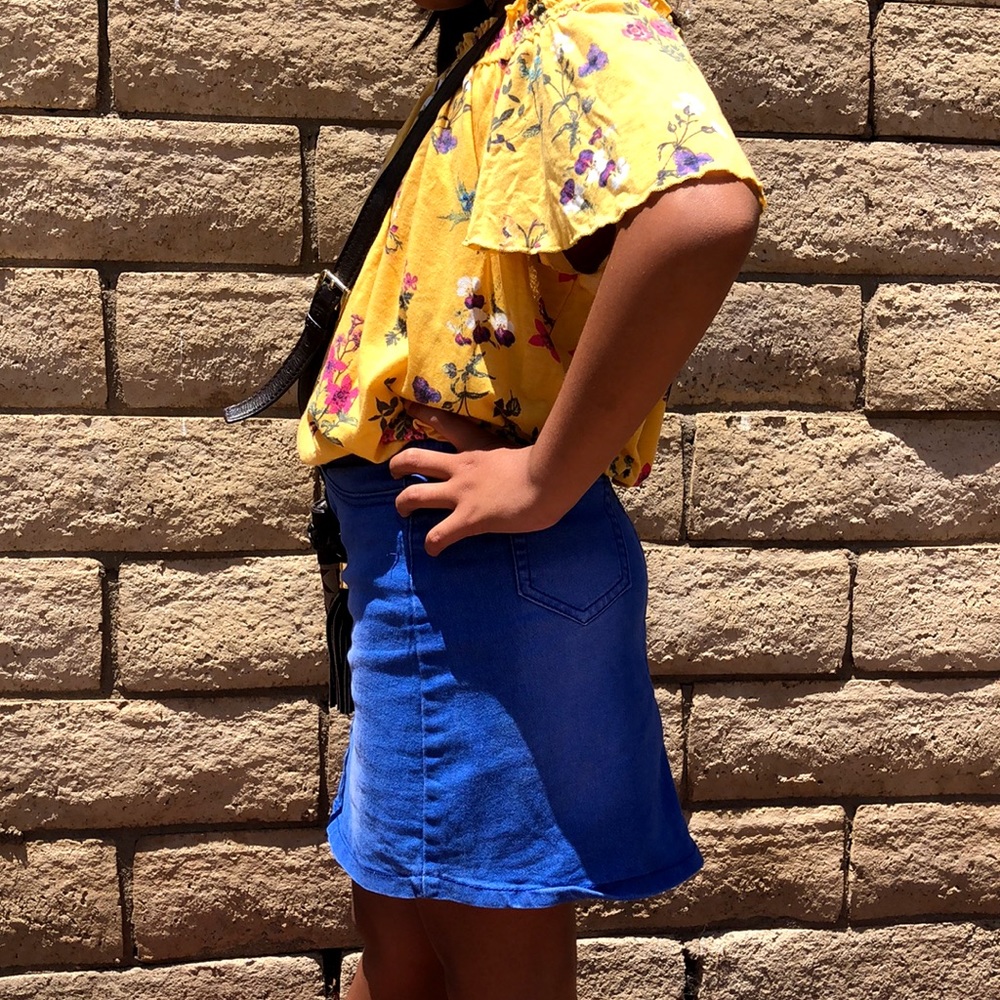 floral yellow off shoulder